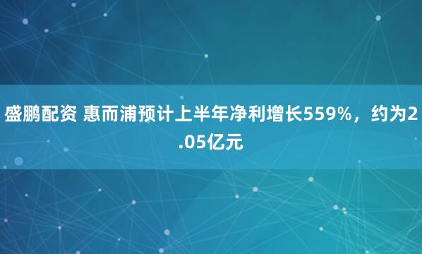 盛鹏配资 惠而浦预计上半年净利增长559%，约为2.05亿元